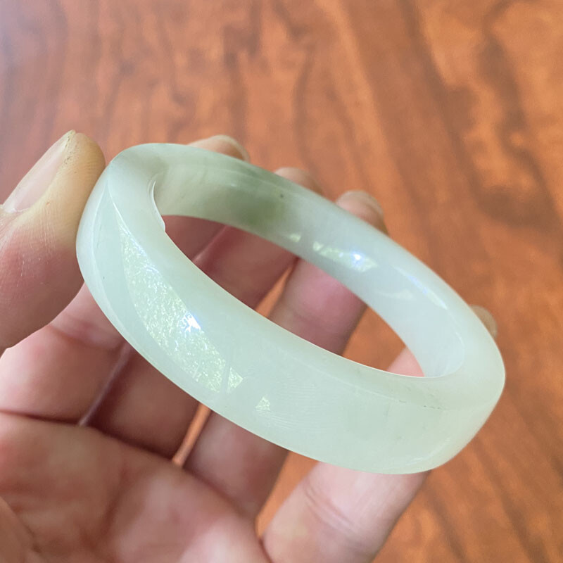 53mm Certified Icy Green Natural Tianshan Mountains Cui Jade Bracelet Bangle 025