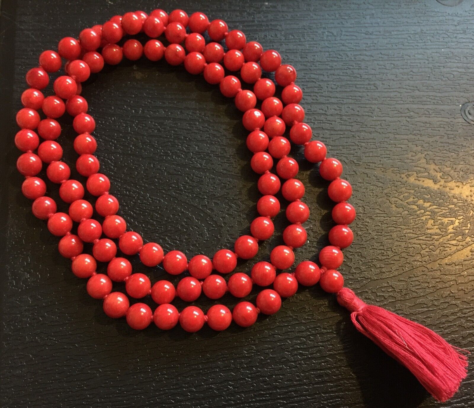 Genuine 8mm Red Coral 108 Beads Mala Necklace Meditation Yoga
