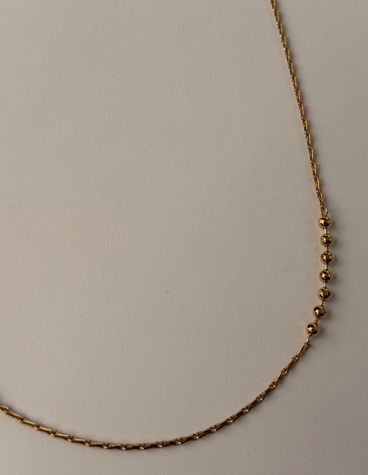 NWT Saint Laurent YSL Ball & Wheat Chain Station Gold Tone Brass Necklace $695