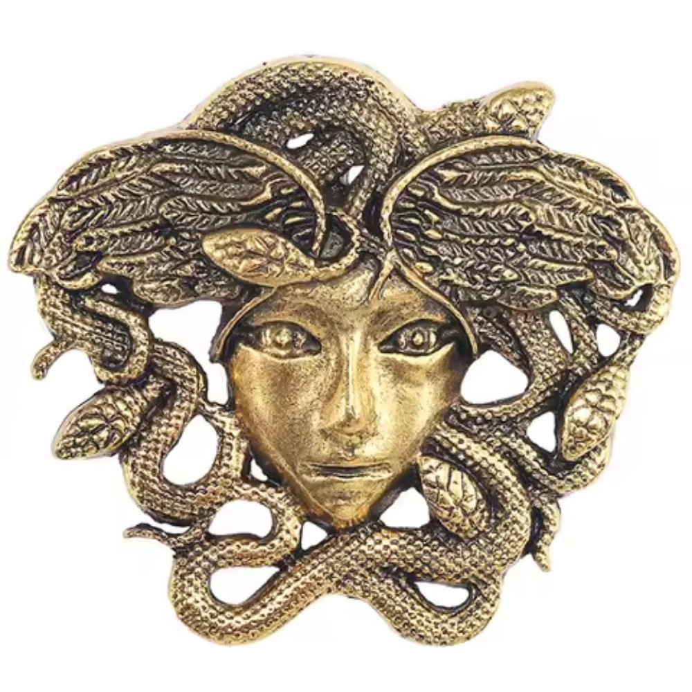 Halloween Gold Medusa Snake Hair Brooch Pin Gothic Horror Costume Jewelry Gift