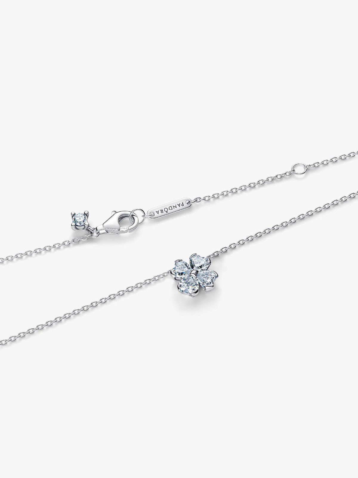 Brand New Authentic Pandora Sparkling Lucky Clover Pendant Necklace 17.7in