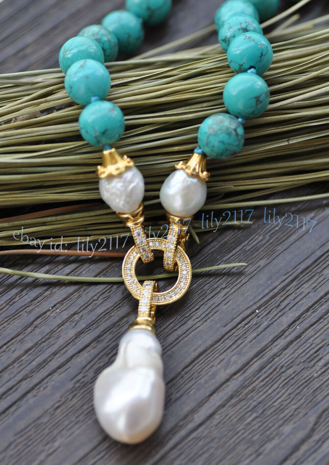 10mm Green Turquoise Natural White Keshi Baroque Pearl Pendant Necklace 16-28”