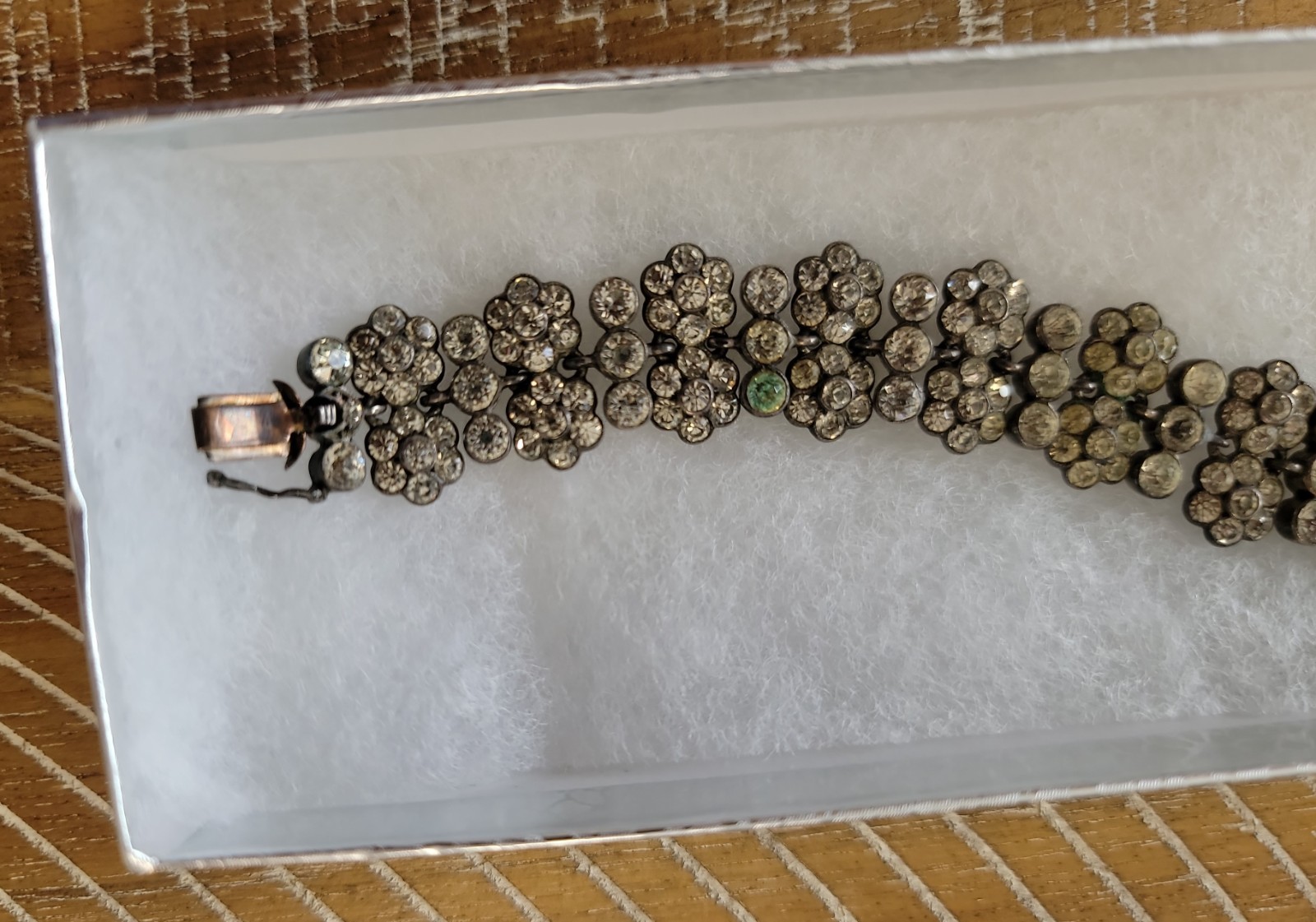 Antique Austrian Crystal Flower Link Bracelet