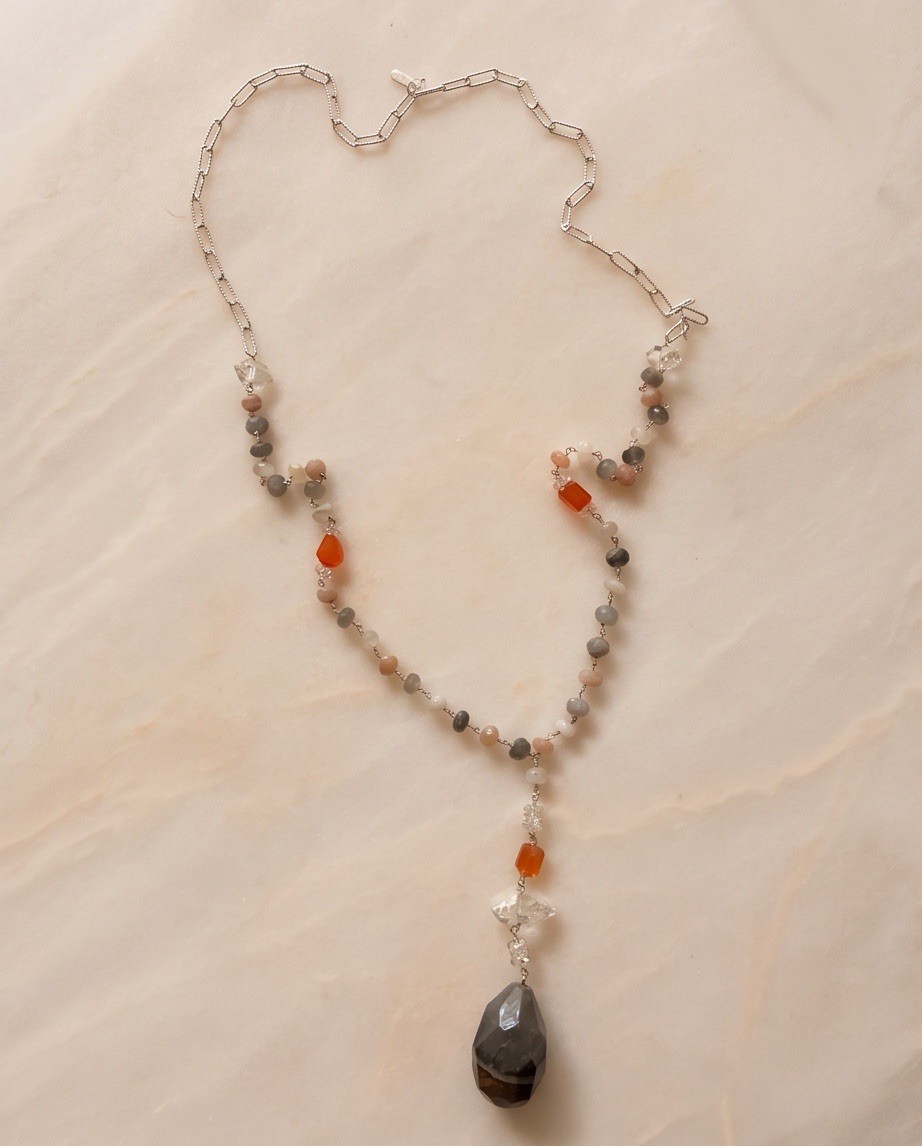 Chan Luu Sterling Silver Mixed Gemstone Lariat Necklace NWT – Retail
