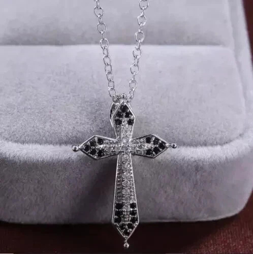 14K White Gold Plated 2.00Ct Simulated White Diamond Women’s Cross Pendant