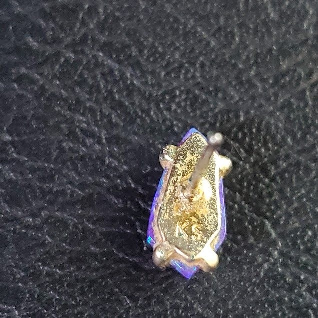 Kendra Scott Jillian Stud Earrings Purple Iridescent Dichroic Glass Gold Dainty
