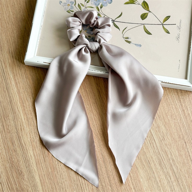 Satin Hair Scarf Large Bowknot Head Bands Women Elegant Brown Scarf Hair Bands