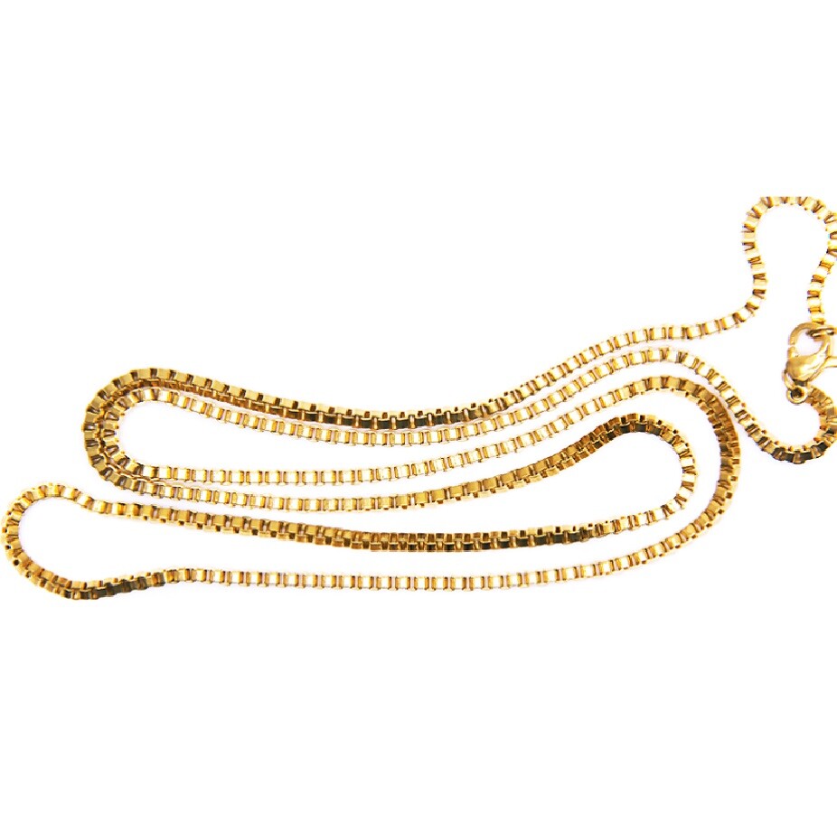18K Gold Filled HypoAllergenic 1.2mm Thin Box Chain Necklace 16″18″20″22″24″~32″