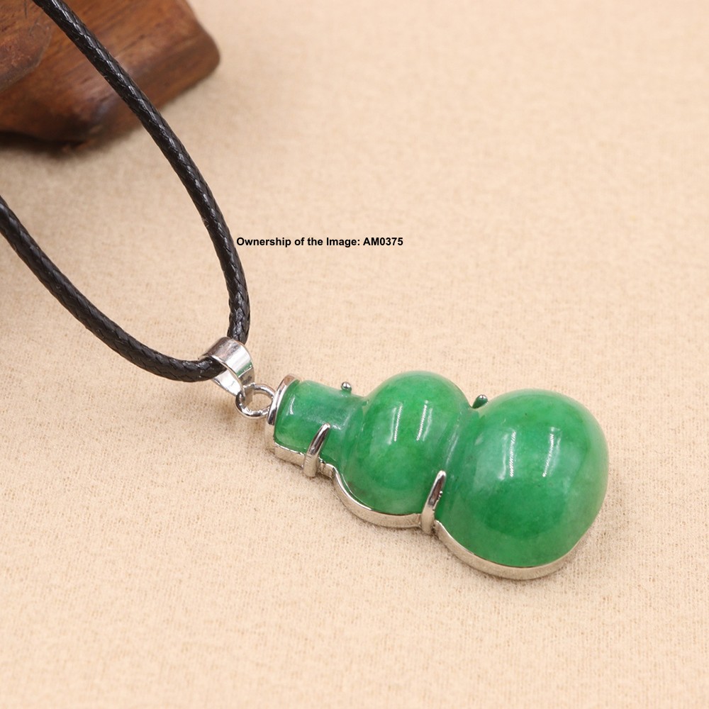 NEW White Alloy Heating Jade Pendant For Women Men Green Jade Gourd Pendant