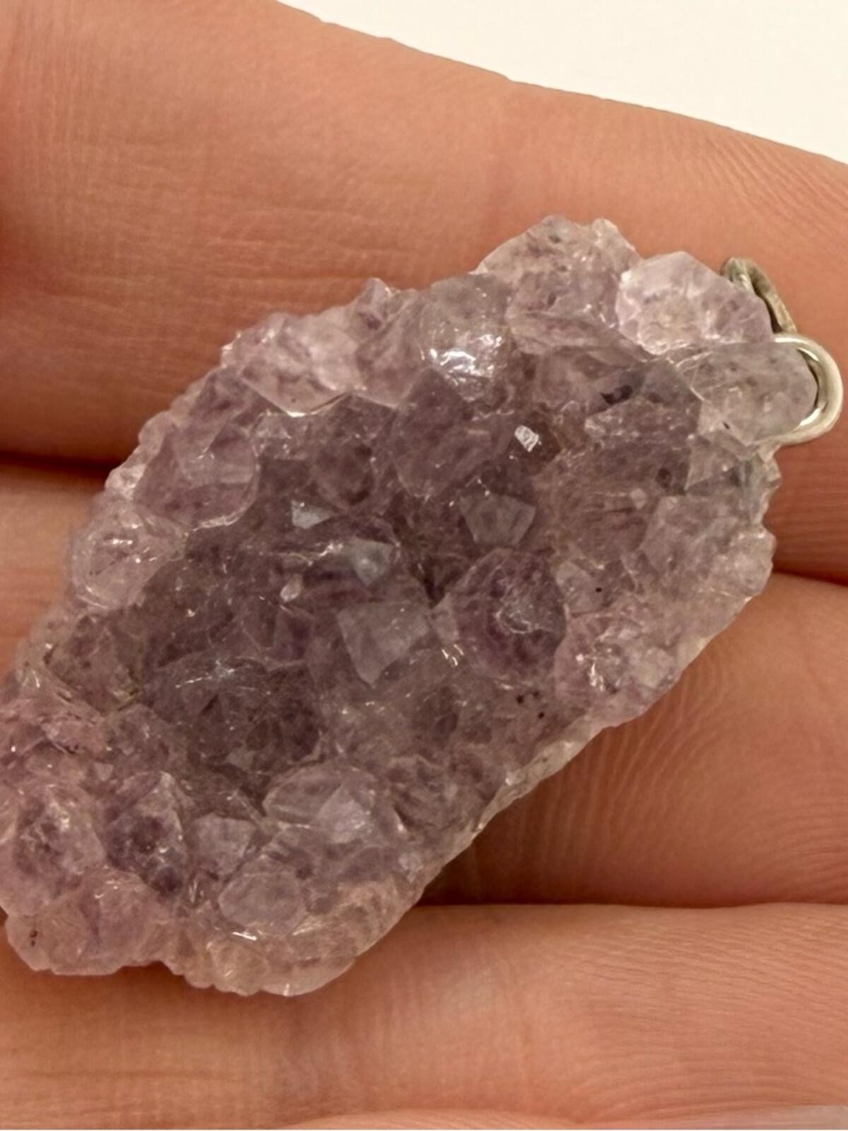 Amethyst Crystal Geode Pendant Lavender Purple Rough Natural Gemstone Amulet