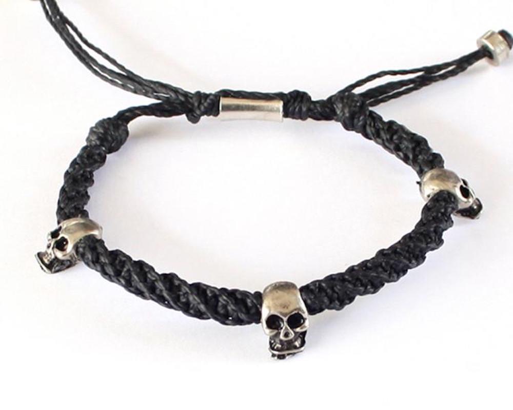 Authentic Wakami Unisex Noir Daring Bracelet Skull Metal Beads BLACK or BROWN