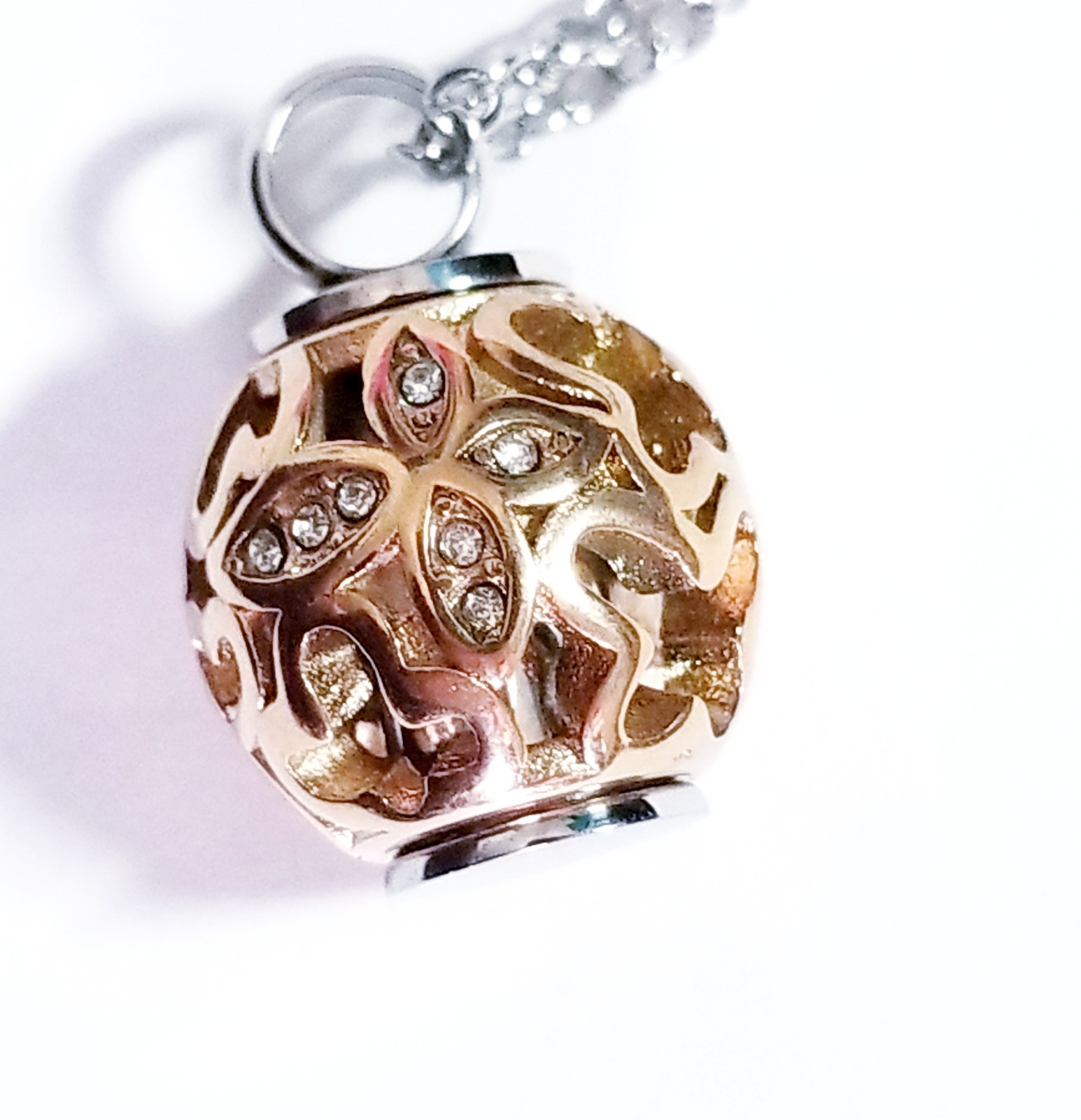 Rose Gold Tone Urn Cremation Memorial Necklace Ball Pendant for Ashes