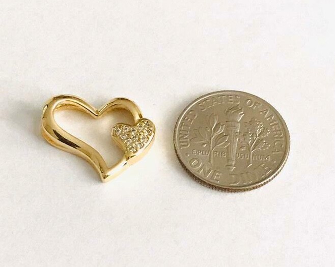 18k Gold Filled Cz Heart Slide Pendant / Gold Filled Dije Corazon – P57
