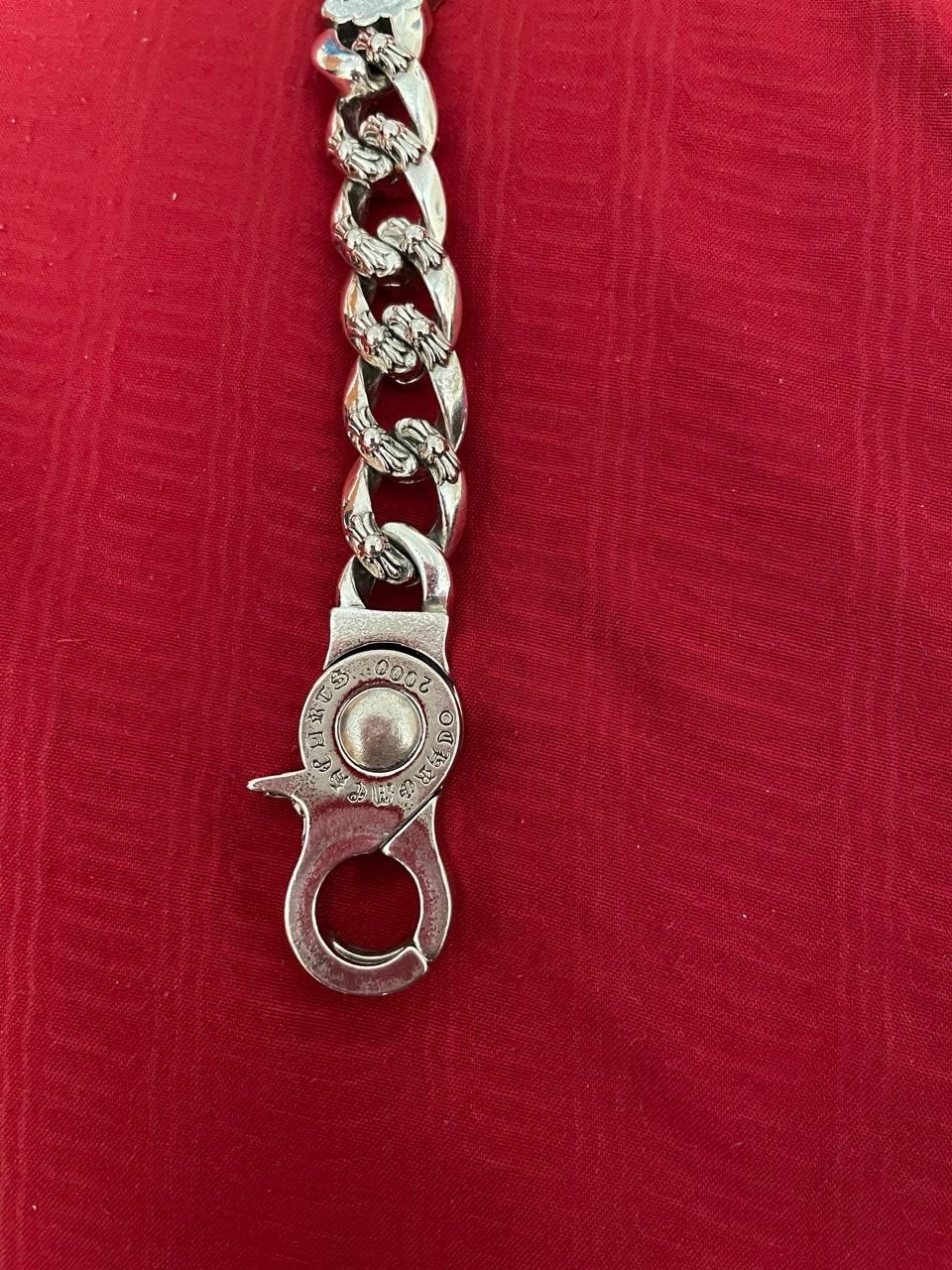 Chrome Hearts Extra Fancy Cuban Link Bracelet 925 Sterling Silver Cross Fleur