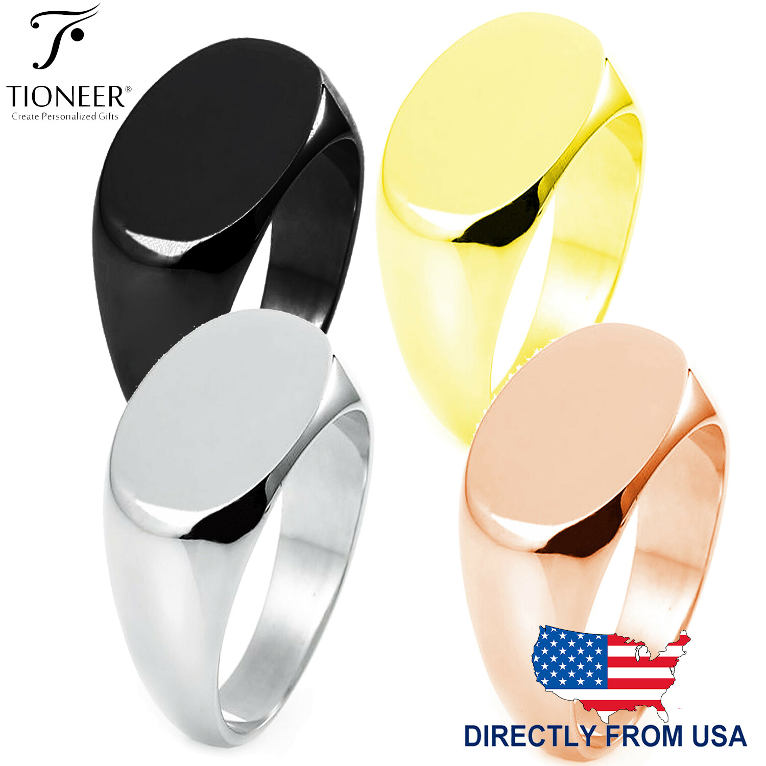 Sterling Silver 925 Silver Oval Polished Flat Top Signet Ring with FREE ENGRAVE