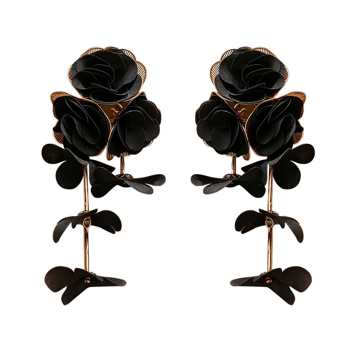 Big Flower Drop Earrings for Women Long Fabric Floral Dangle Earrings Bohem
