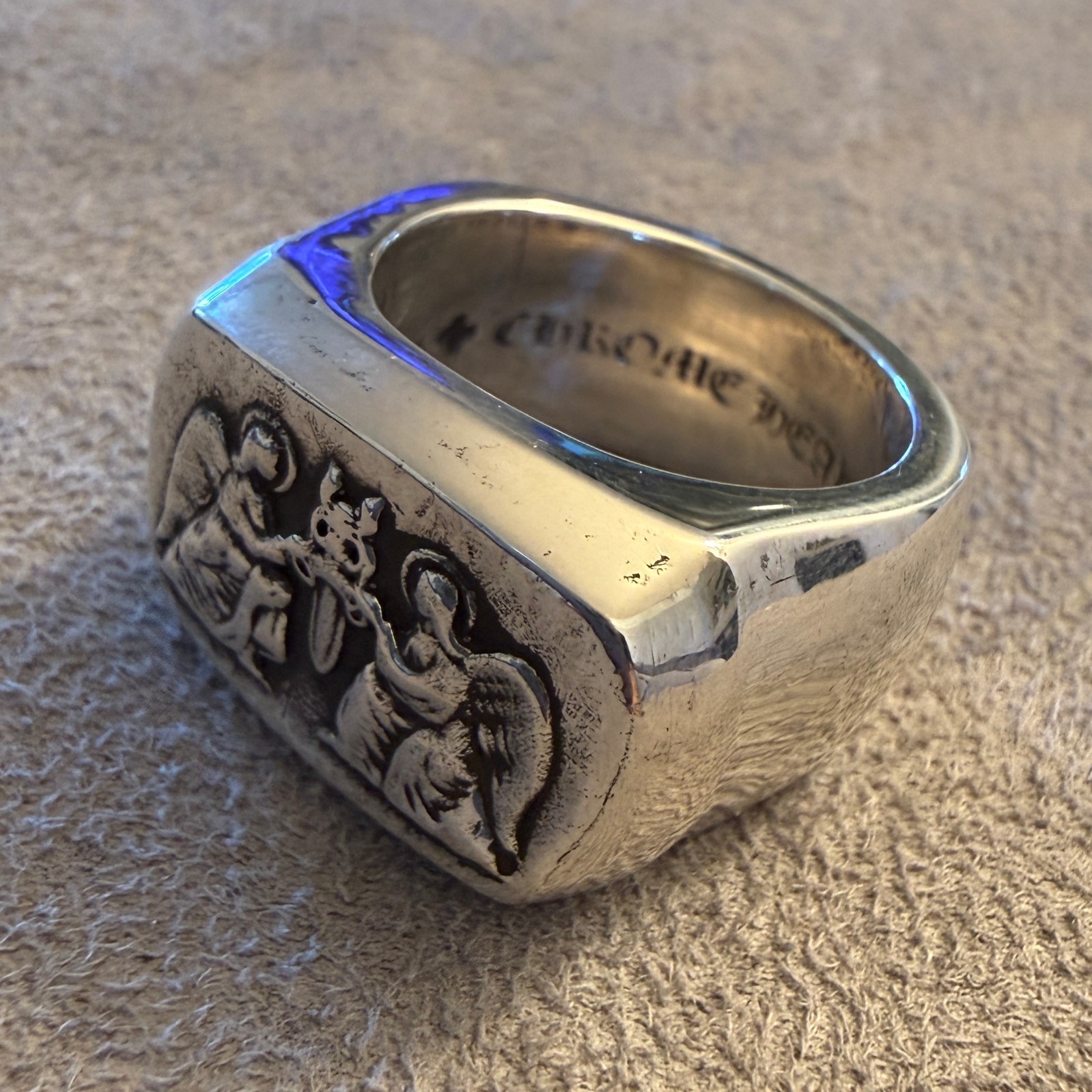 Chrome Hearts Big Pj Angel Silver Ring Size 9.75 *Pre Owned* RARE