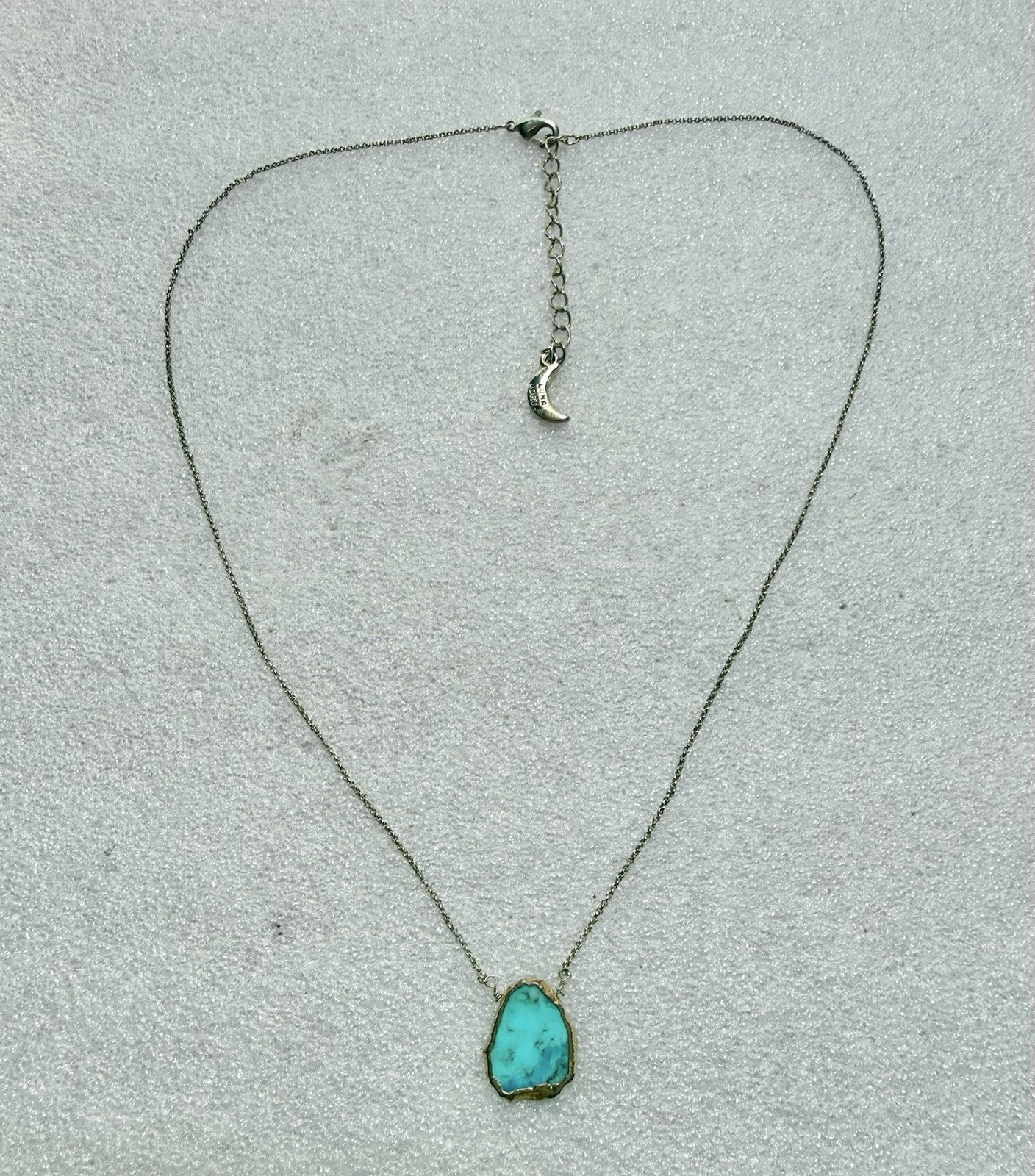 LUNA NORTE Gold Tone & Genuine Turquoise Floating Pendant 18” Necklace