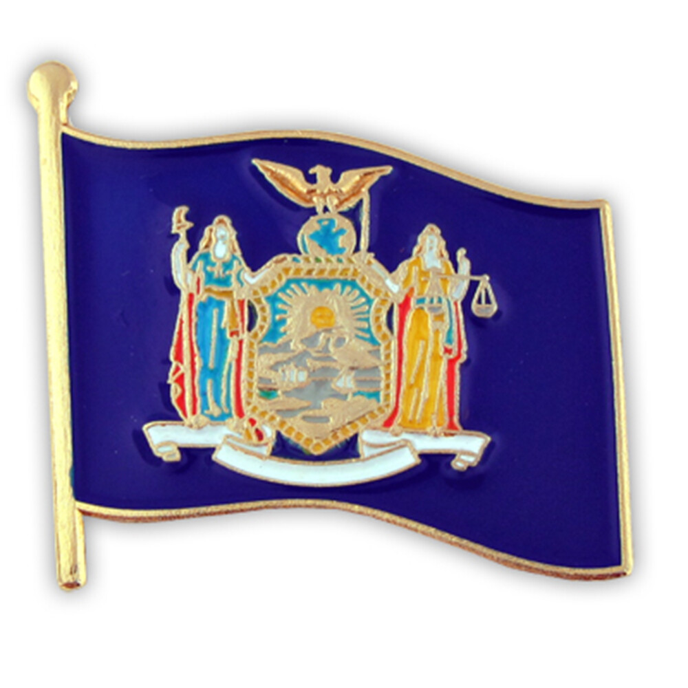 PinMart’s New York US State Flag NY Enamel Lapel Pin 1″