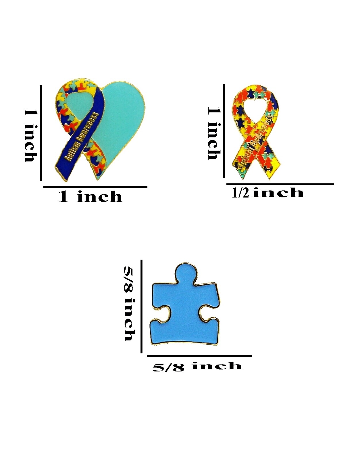 12 Piece New Designs Autism Awareness Colorful Puzzle Pieces Lapel Hat Pin 12P01