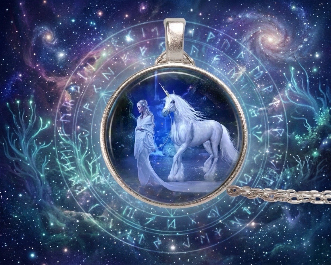 UNICORN & Fairy WHITE FANTASY Pendant Silver Necklace 20″ USA 🇺🇸 FAST SHIPPING