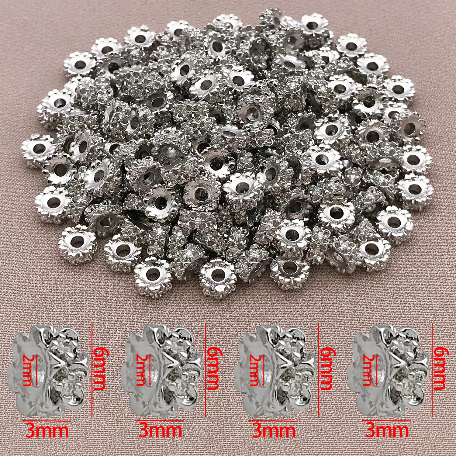 Mix 3/5Pcs 18K Copper Plated Real Golden Thick Silvery White Golden Osmanthus Zi
