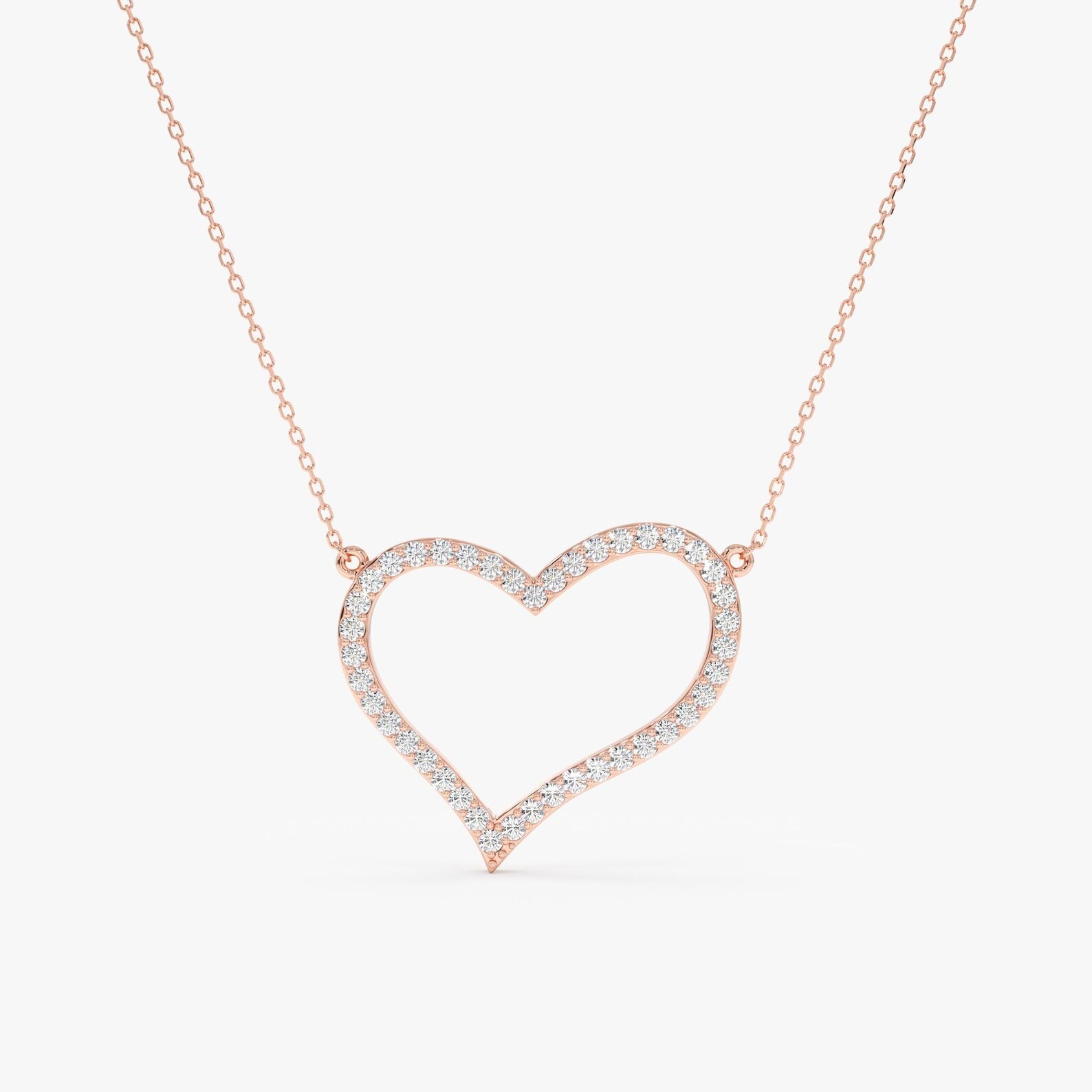 Heart Shape Necklace 2.50 Ct Round Cut EF VS Lab Grown Diamond in 14K Solid Gold