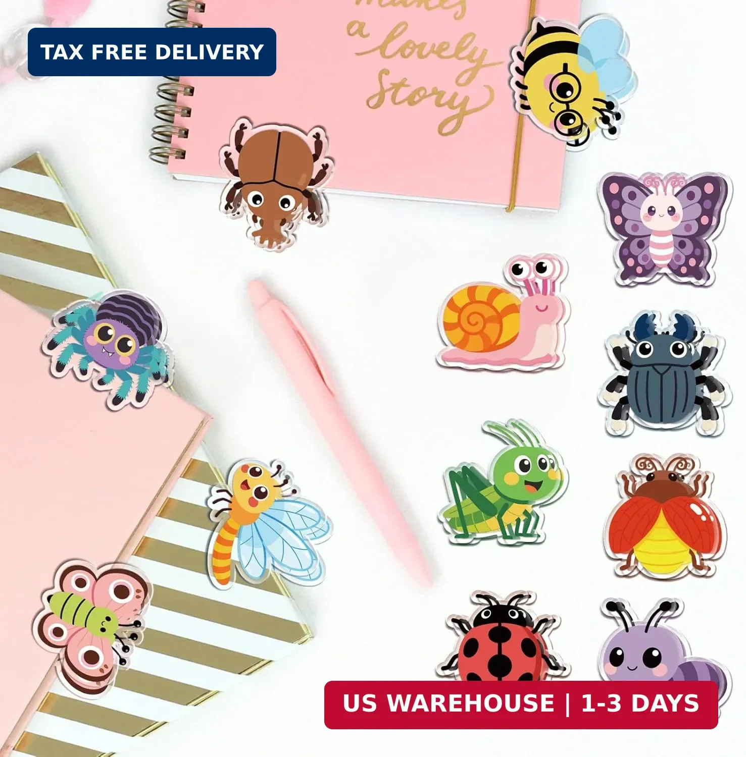 MAYJOYDIY 24Pcs 12 Styles Butterfly Bee Ladybug Acrylic Chip Clips Grasshopper D