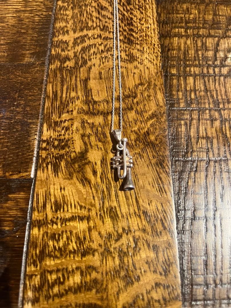 Vintage Jazz Trumpet Necklace Silver 925 USA