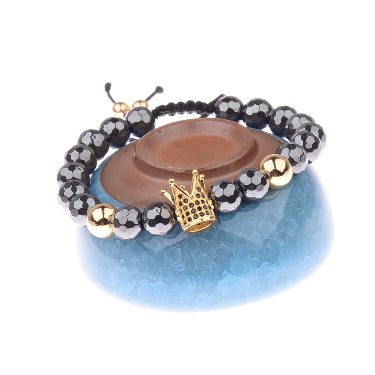 CZ King Crown Natural Stone Women Men’s Adjustable Bracelets Charm Jewelry Gift