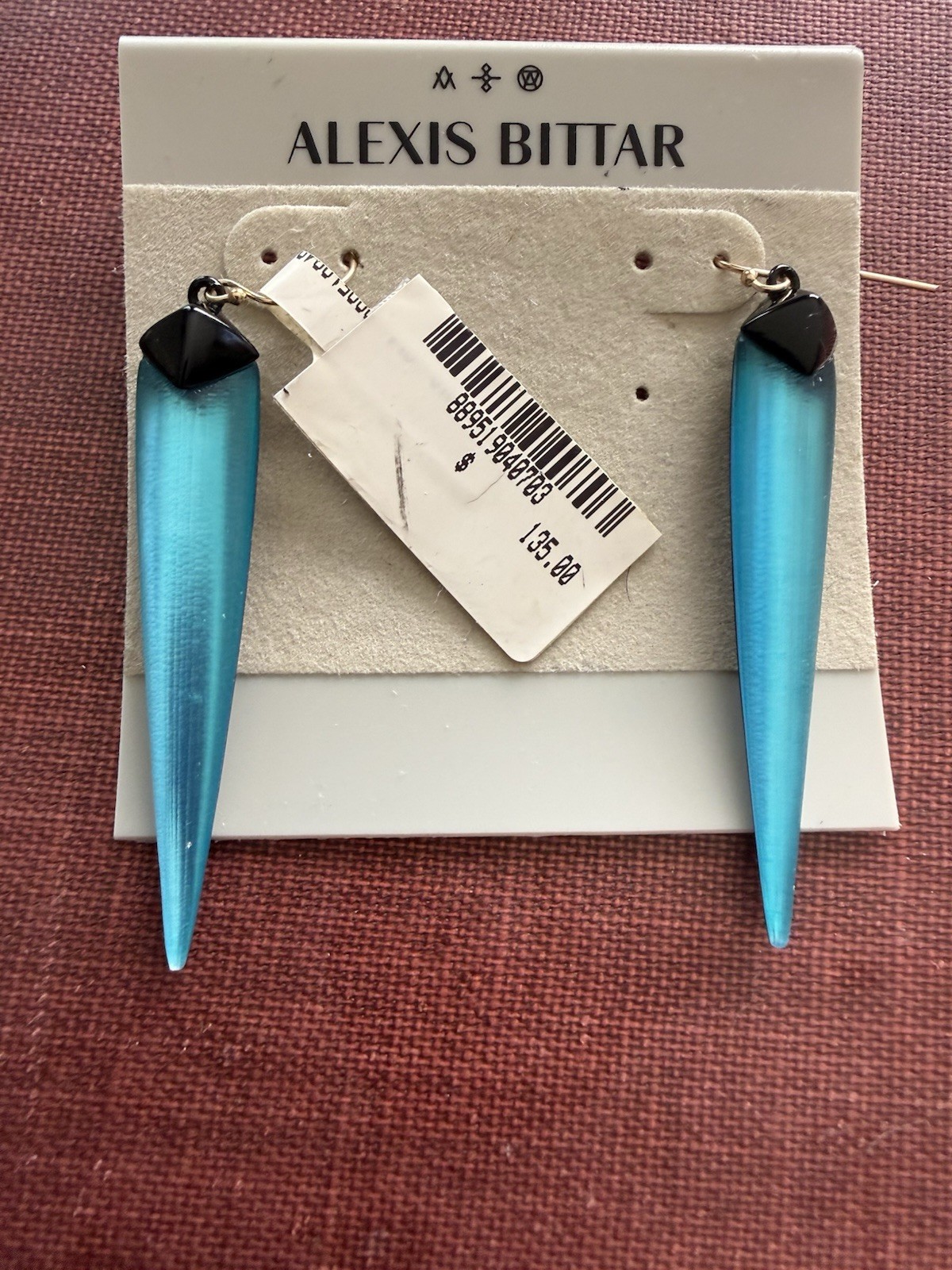 100% Authentic Alexis Bittar Turquoise Pyramid & Lucite Spike Earrings