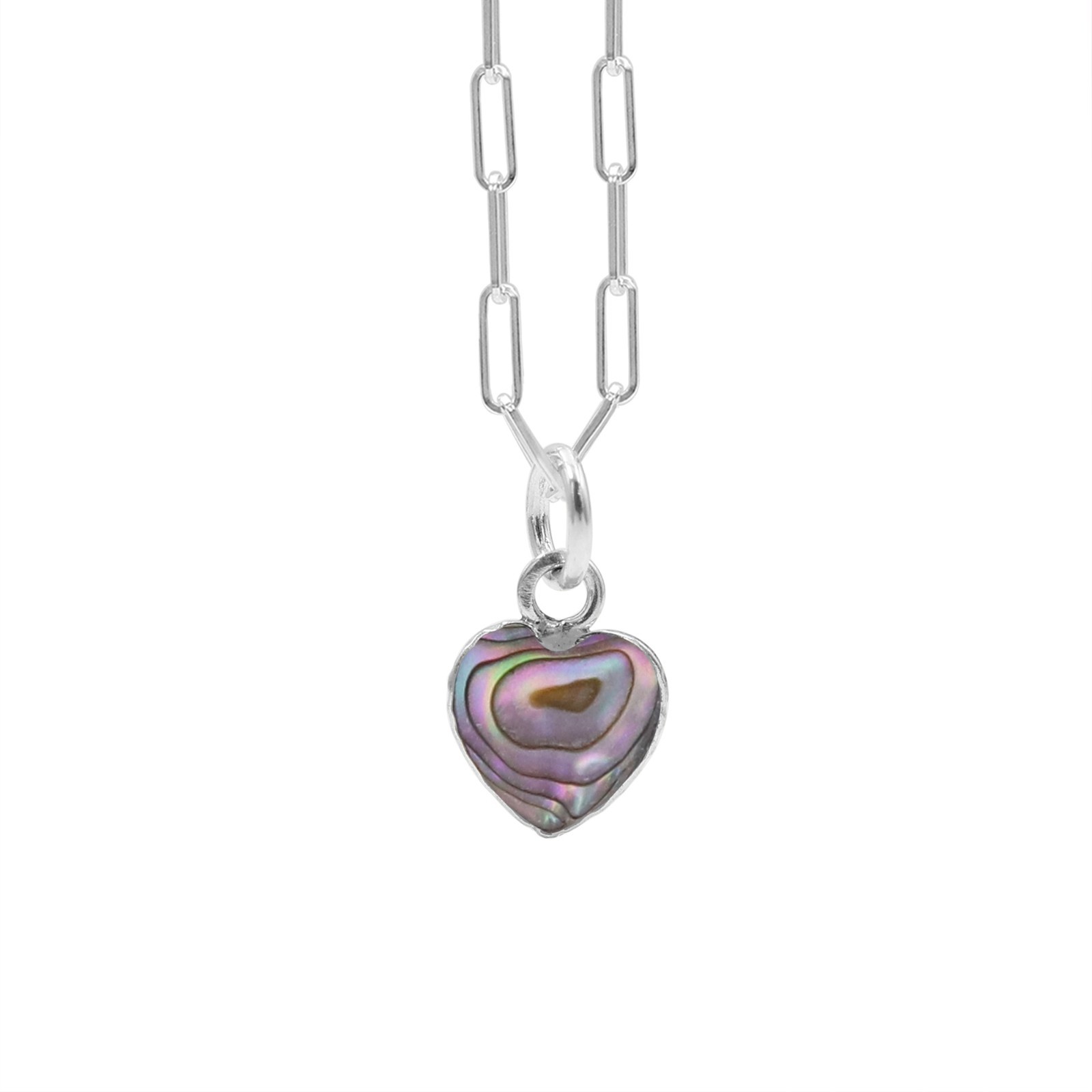 Abalone Shell & Evil Eye Heart Pendant 925 Silver Charm Necklace For Women