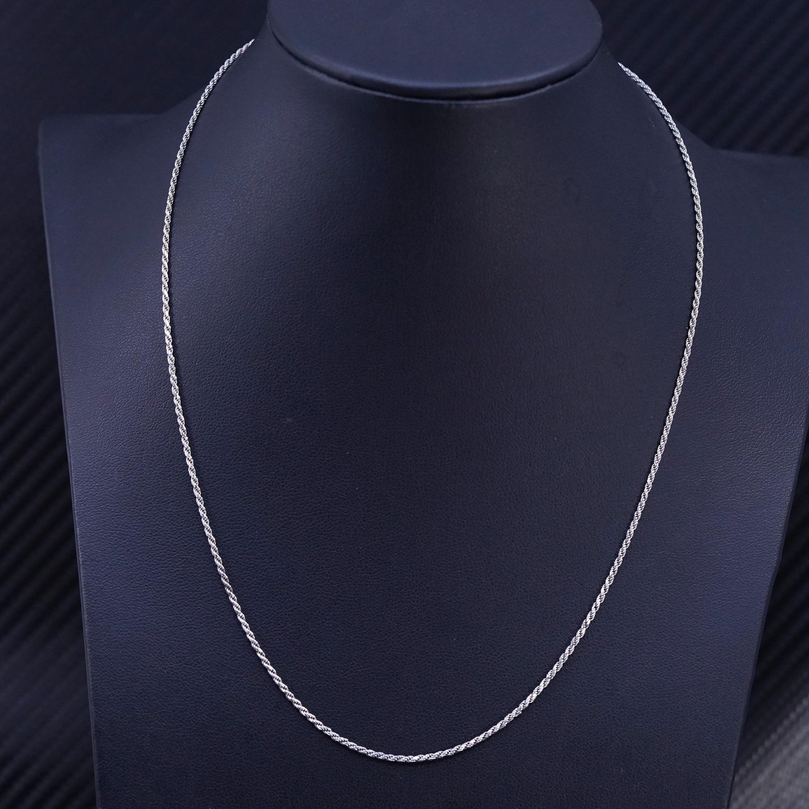 18” 1.6mm, vintage Italian AGI sterling silver 925 rope chain necklace