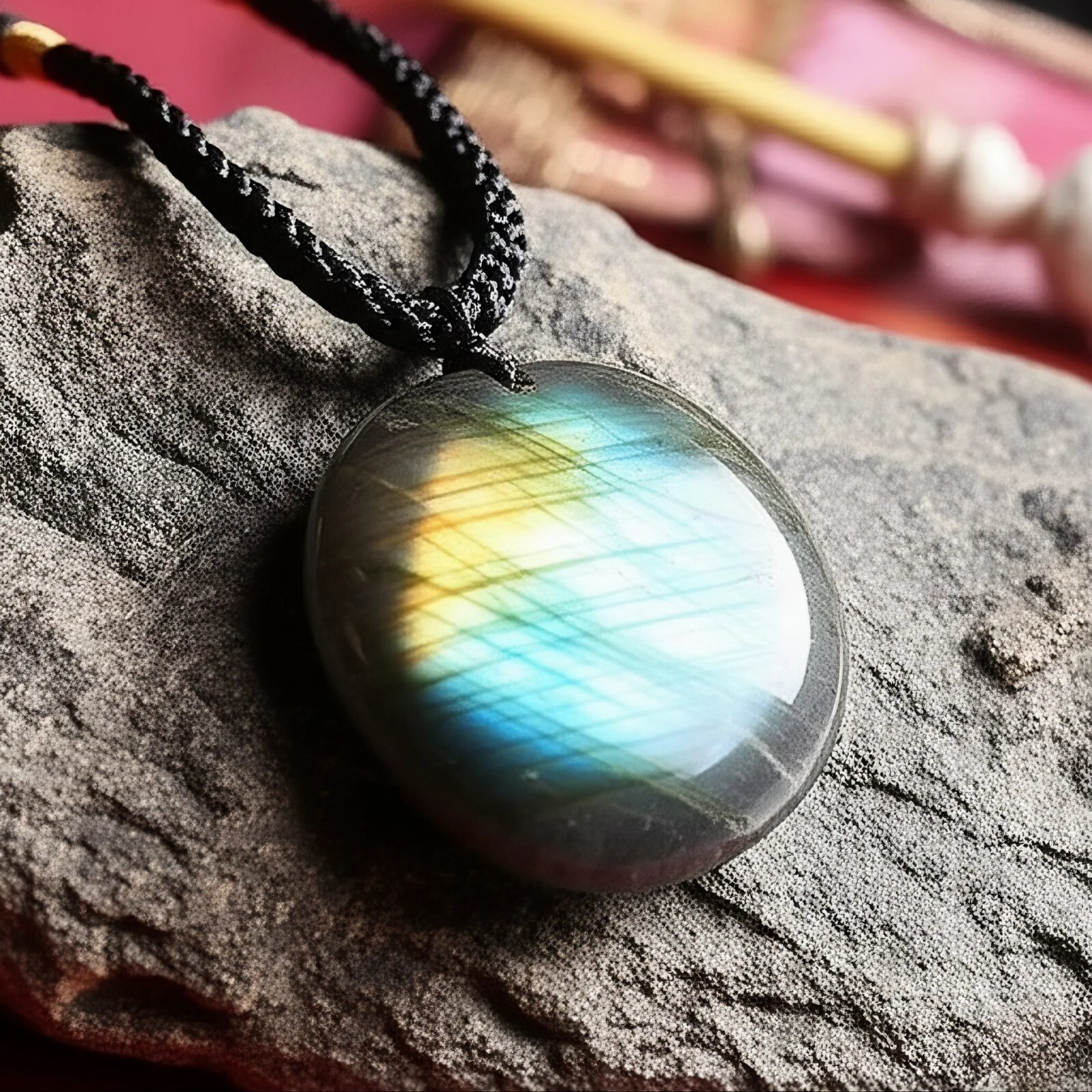 Natural Labradorite Stone Pendant Necklace Healing Reiki Amulet Necklace Gift