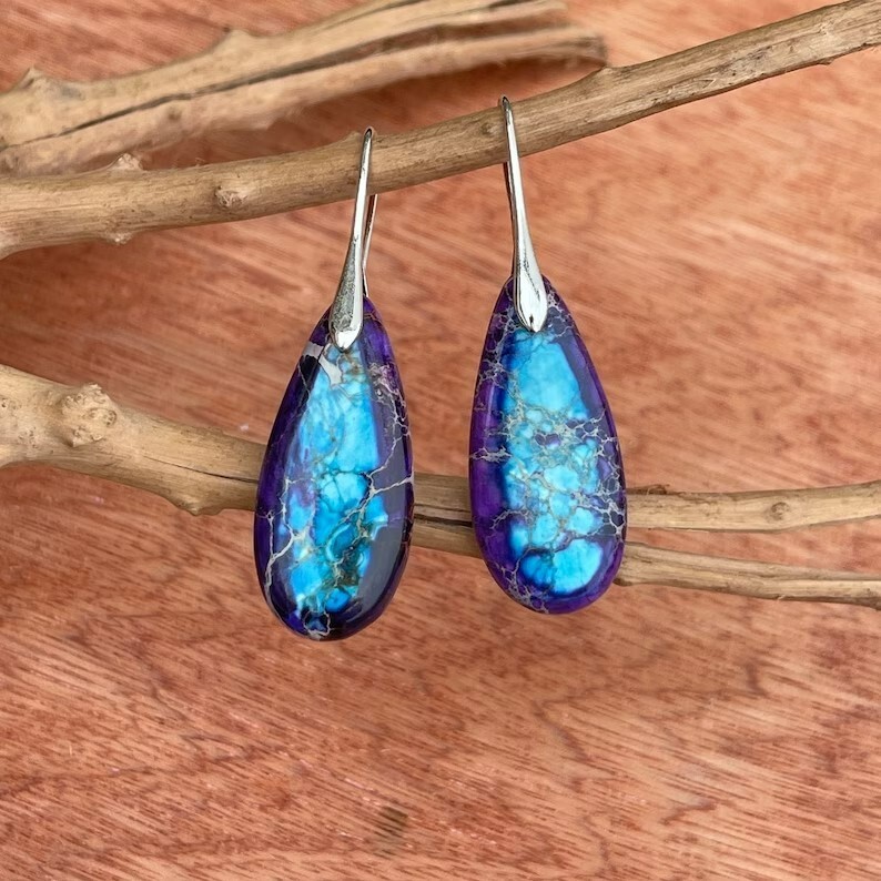 Sea Sediment Jasper Women Bohemian Healing Anxiety Relief Dangle Earrings Gifts