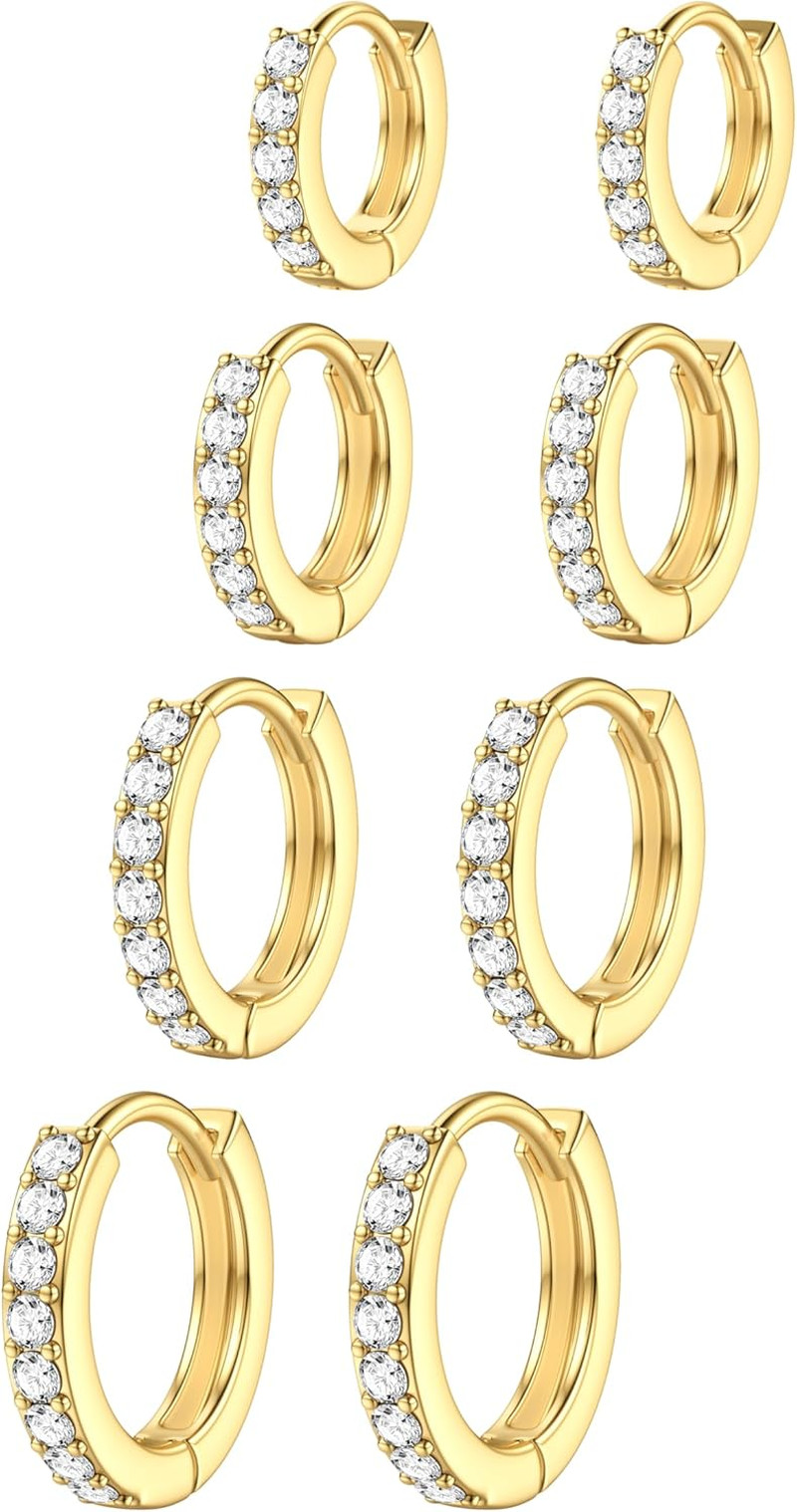 Small Gold Silver Hoop Earrings Set for Women – Hypoallergenic 14K Gold Plated E