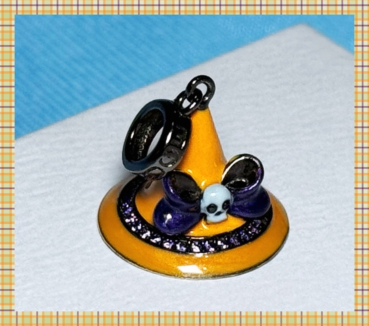 Gnoce Magic Hat Witch Skull Halloween Dangle Bead Charm Sterling Silver S925 CZ