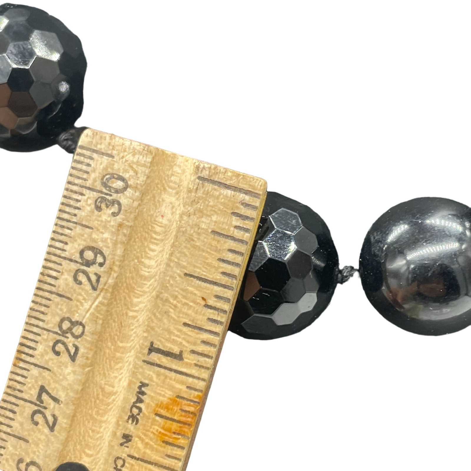 Black Chunky Ball Beaded Choker Necklace 16 to 18 Inches Classic Evening