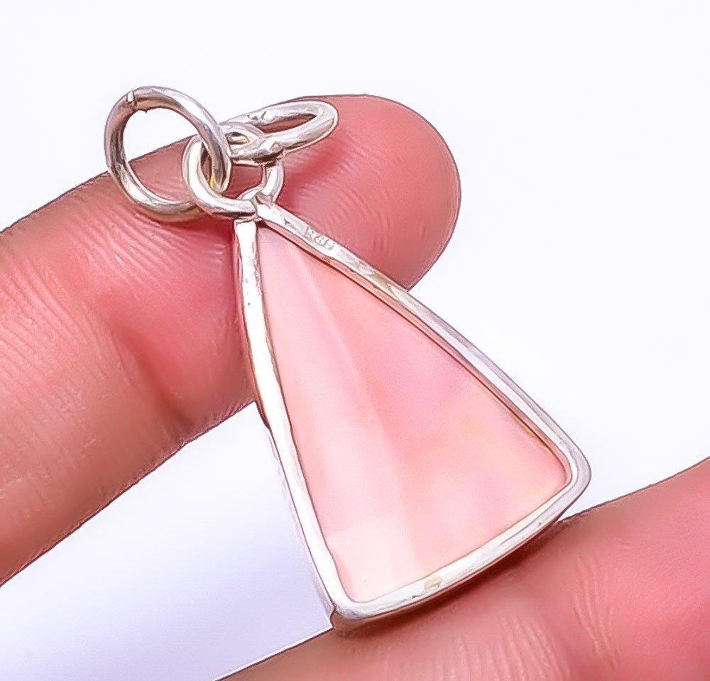 Pink Opal – Australia Gemstone 925 Sterling Silver Pendant 1.56″ T93