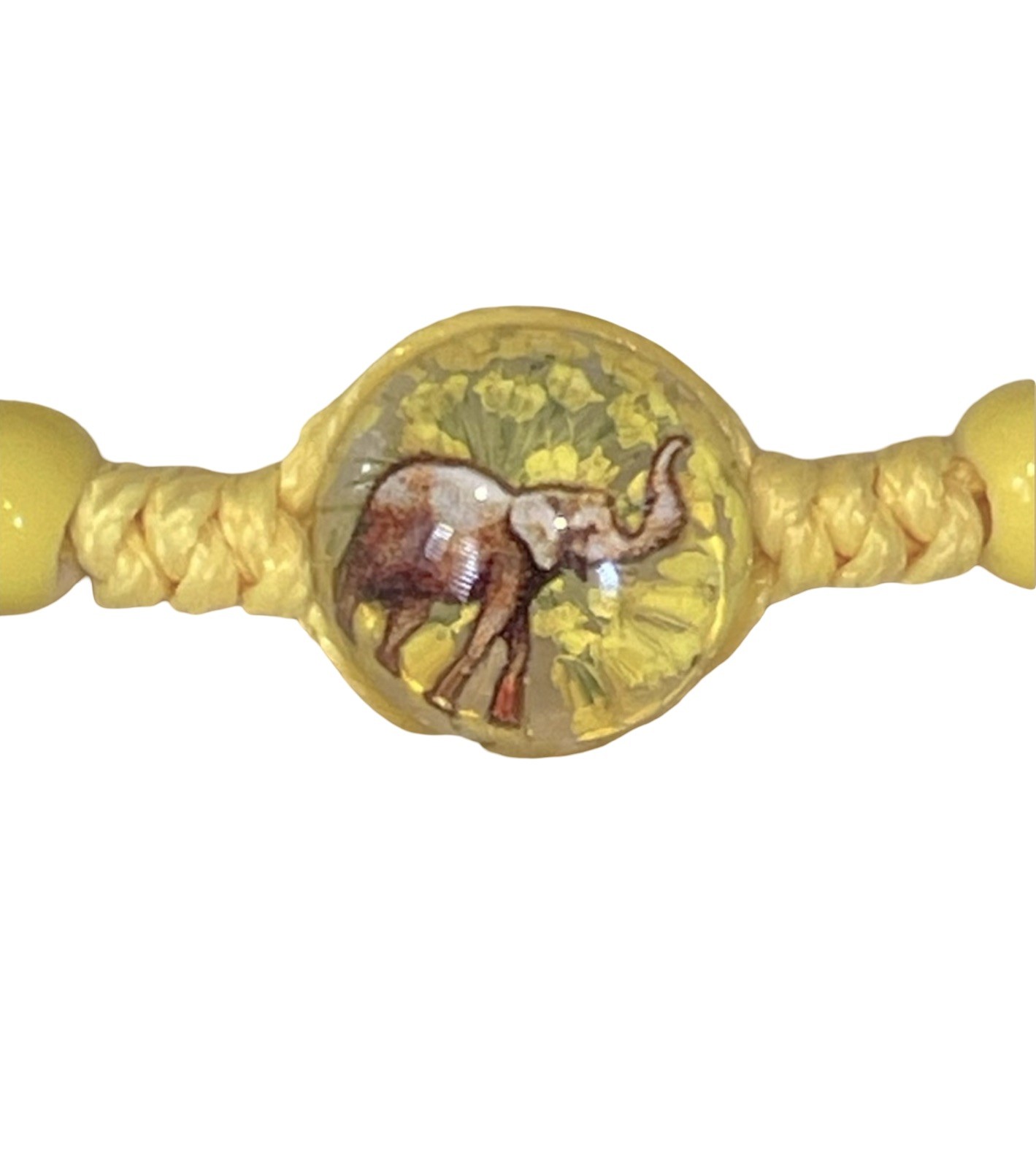 Braided Adjustable Rope Bracelet | Yellow | Elephant Charm | Kids Adults Unisex
