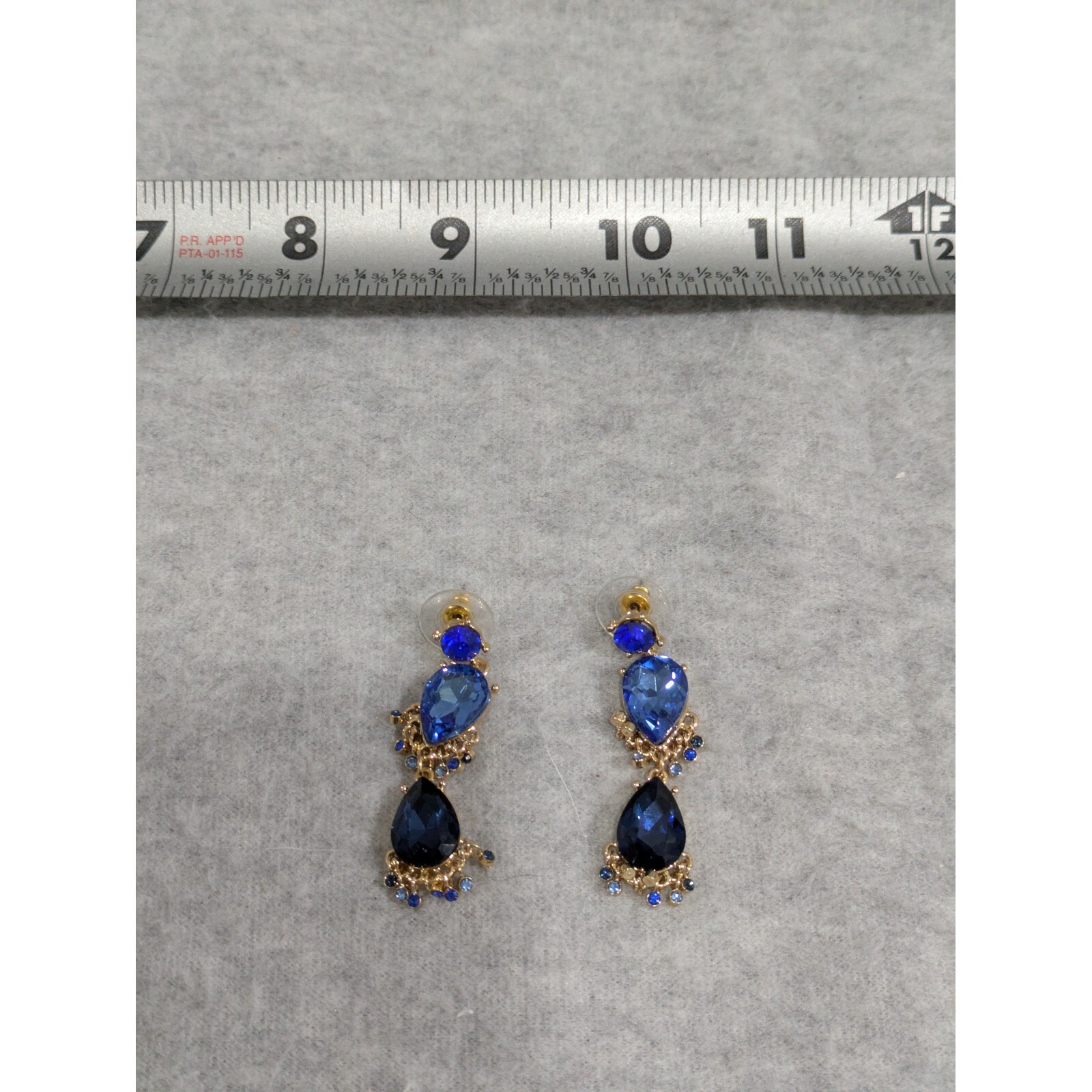 Sapphire Earring Gold Tone Faceted Classic Pretty Dangle Drop Stud Earrings