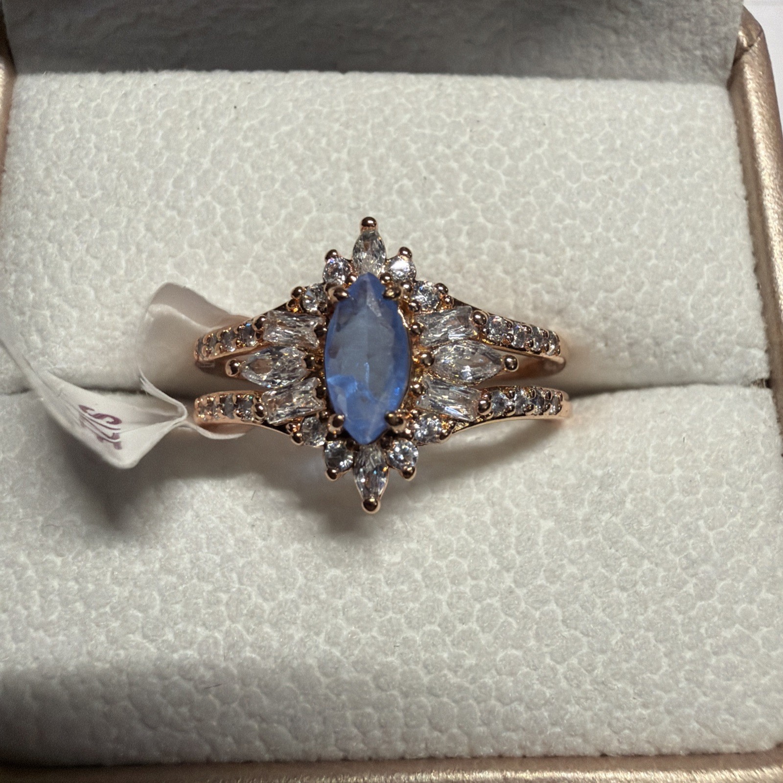 Bomb Party Ring RBP6378 Coming In Hot LC Ocean Blue Quartz Size 9