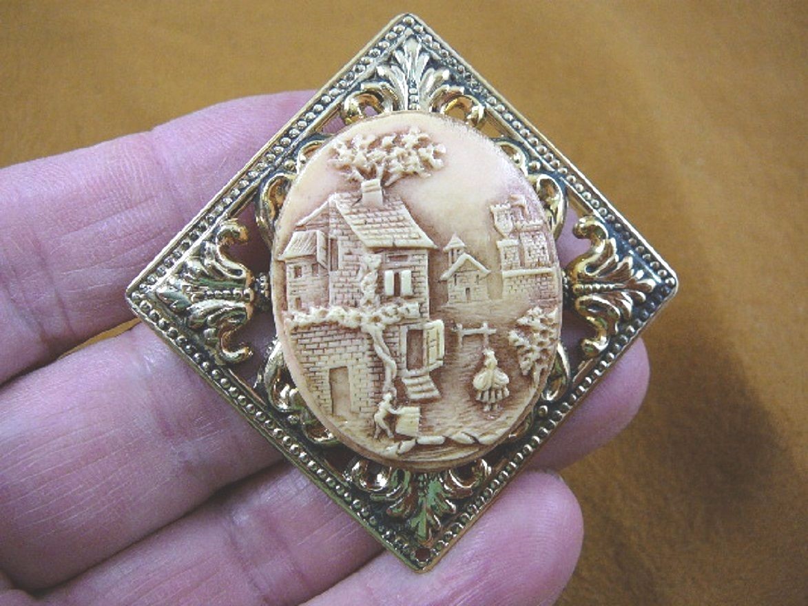 (CM58-9) Rebecca at the Well HOUSE CAMEO PIN Brooch pendant jewelry realtor