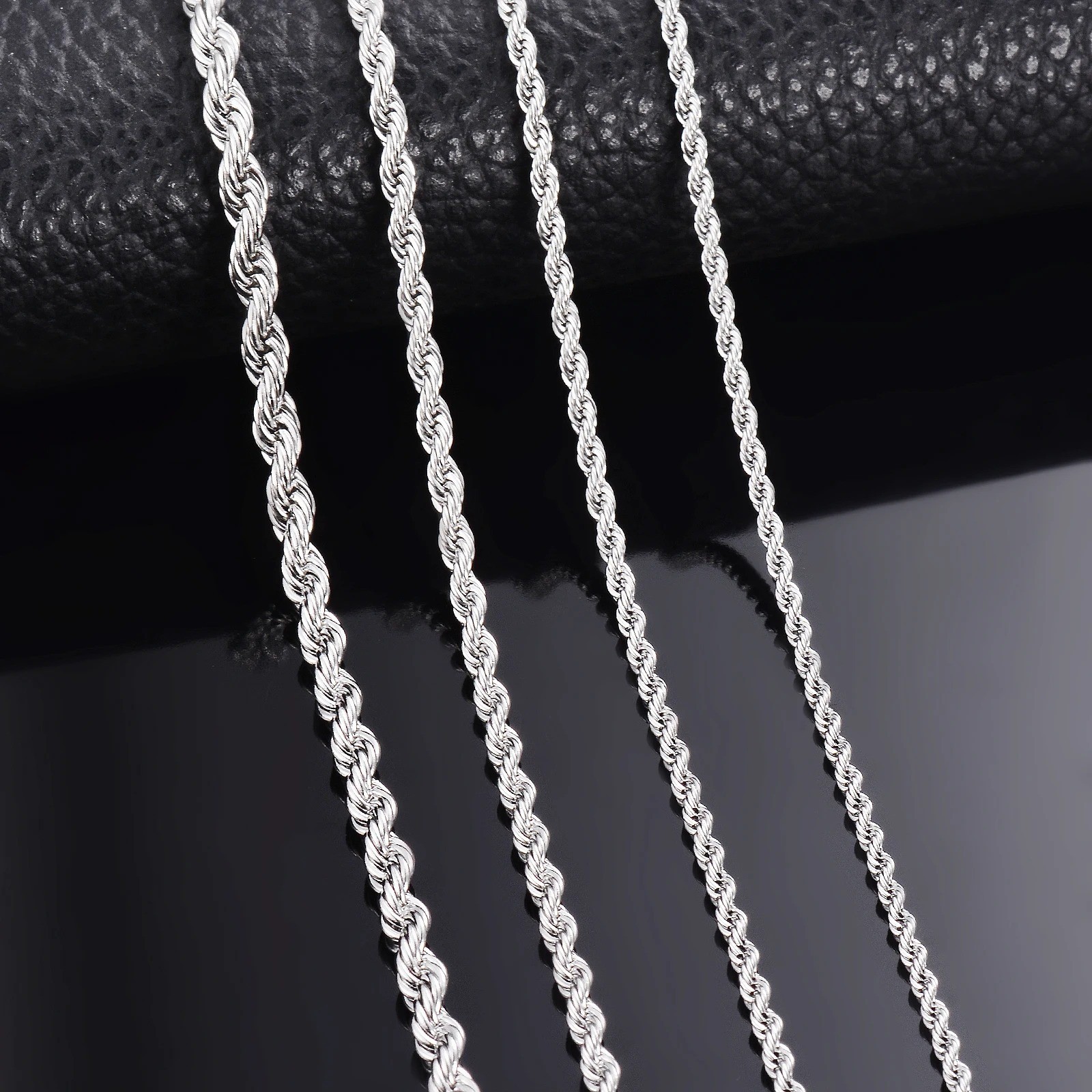 2/2.5/3/4/5/6mm 316L Stainless Steel Women Men Rope Chains Necklaces 18-32”