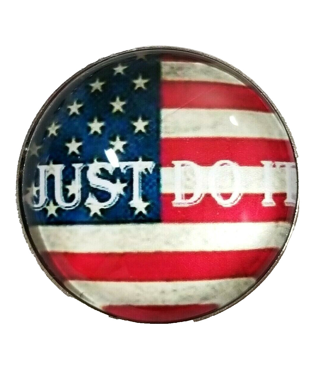 JUST DO IT FLAG 18mm/20mm GINGER SNAP BUTTON POPPER FOR INTERCHANGEABLE JEWELRY