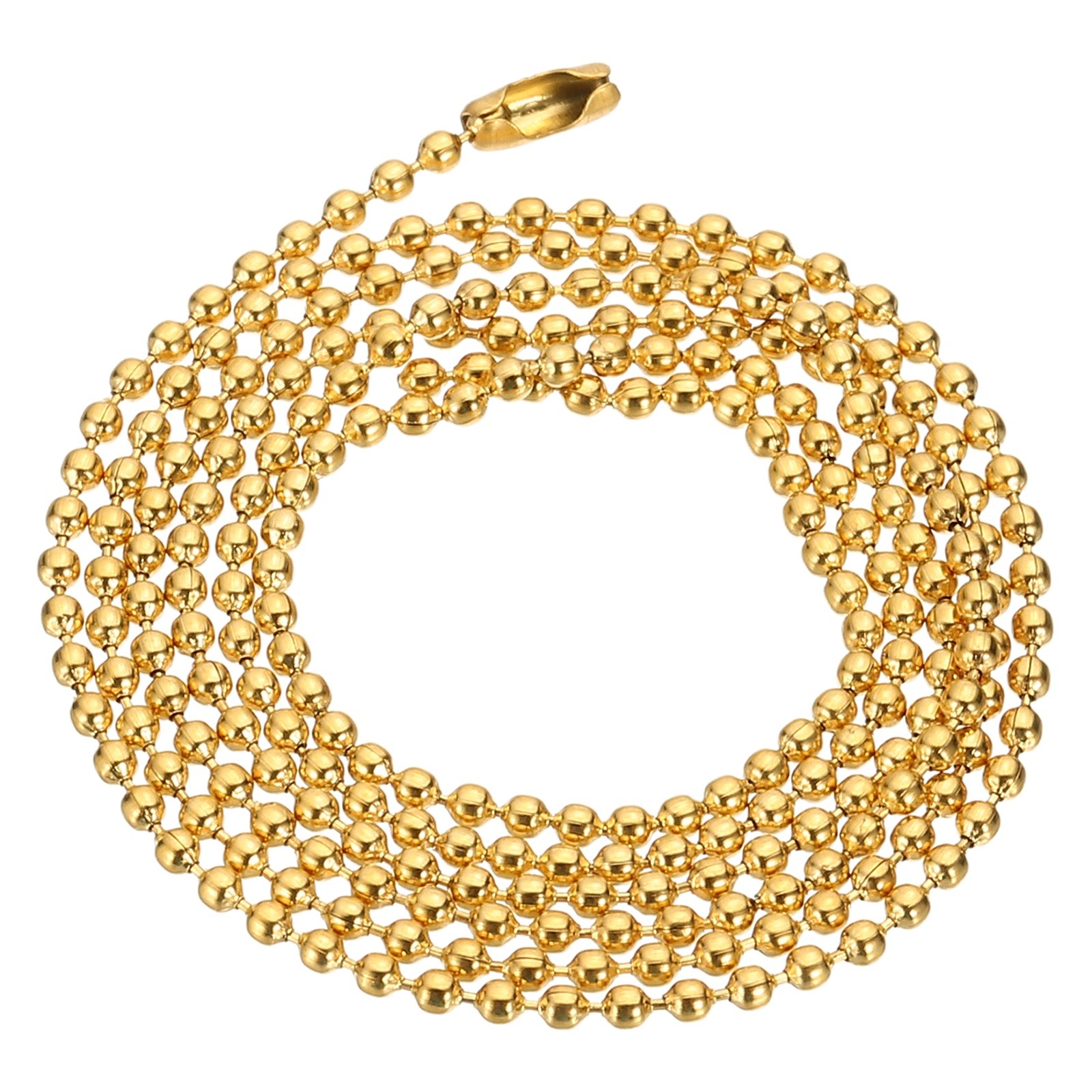 Beaded Chain Necklace, 1.5 mm Bead Ball, 22 Inch , Gold