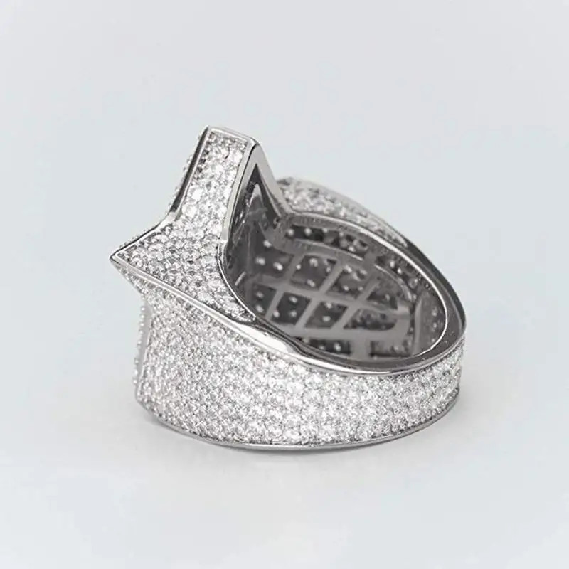 Star Ring Five Point Rhinestone Pave Setting Hip Hop Unisex Party Jewelry