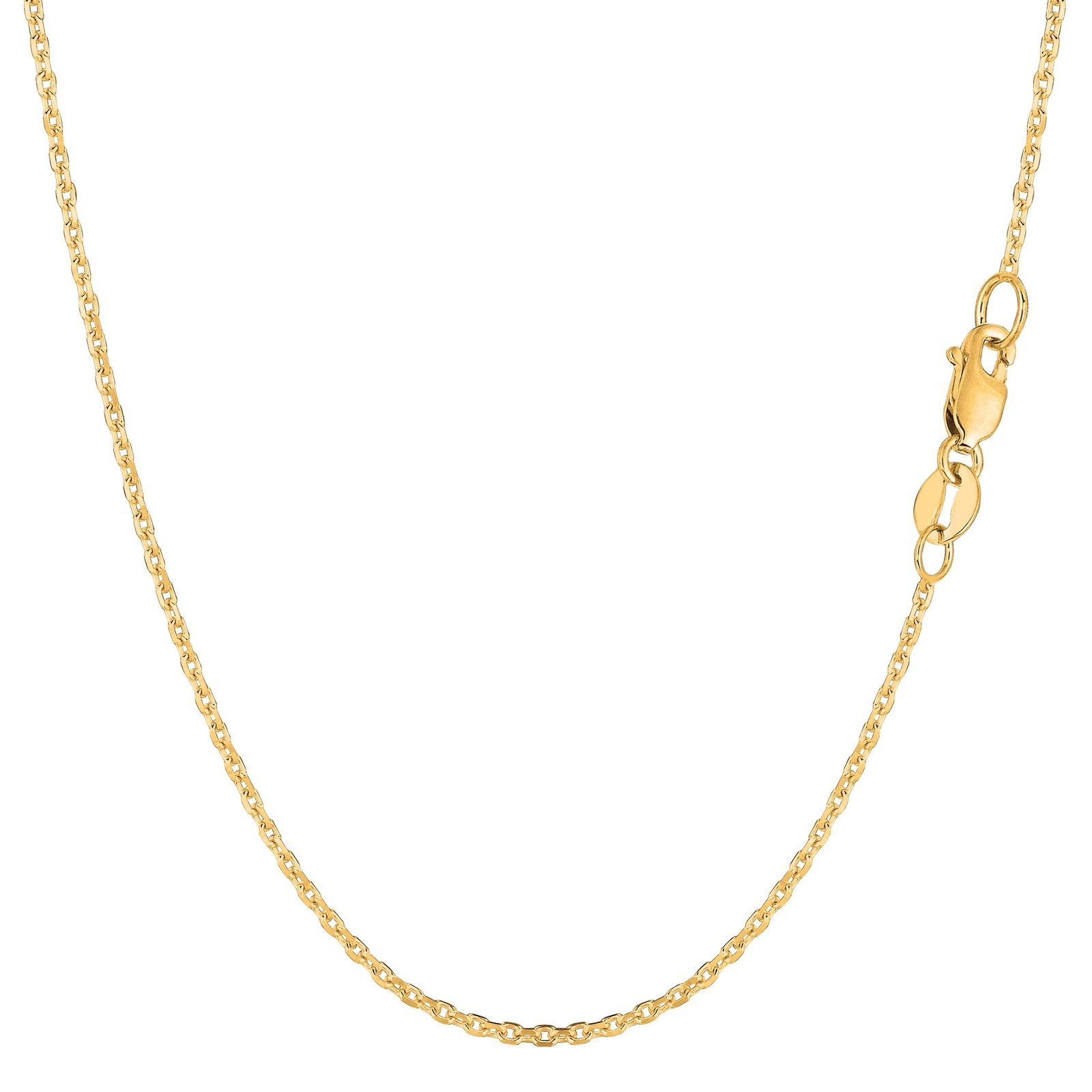14k Yellow Real Gold Cable Link Chain Necklace, 1.4mm, 16″