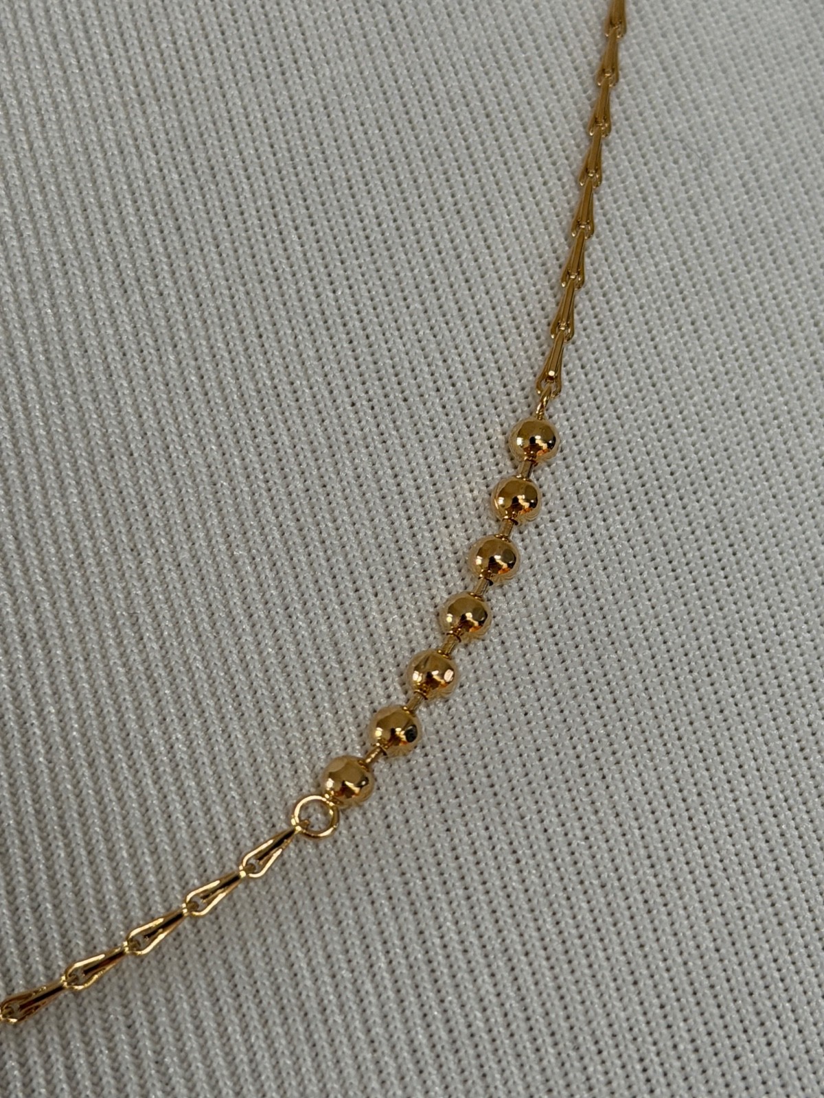 NWT Saint Laurent YSL Ball & Wheat Chain Station Gold Tone Brass Necklace $695