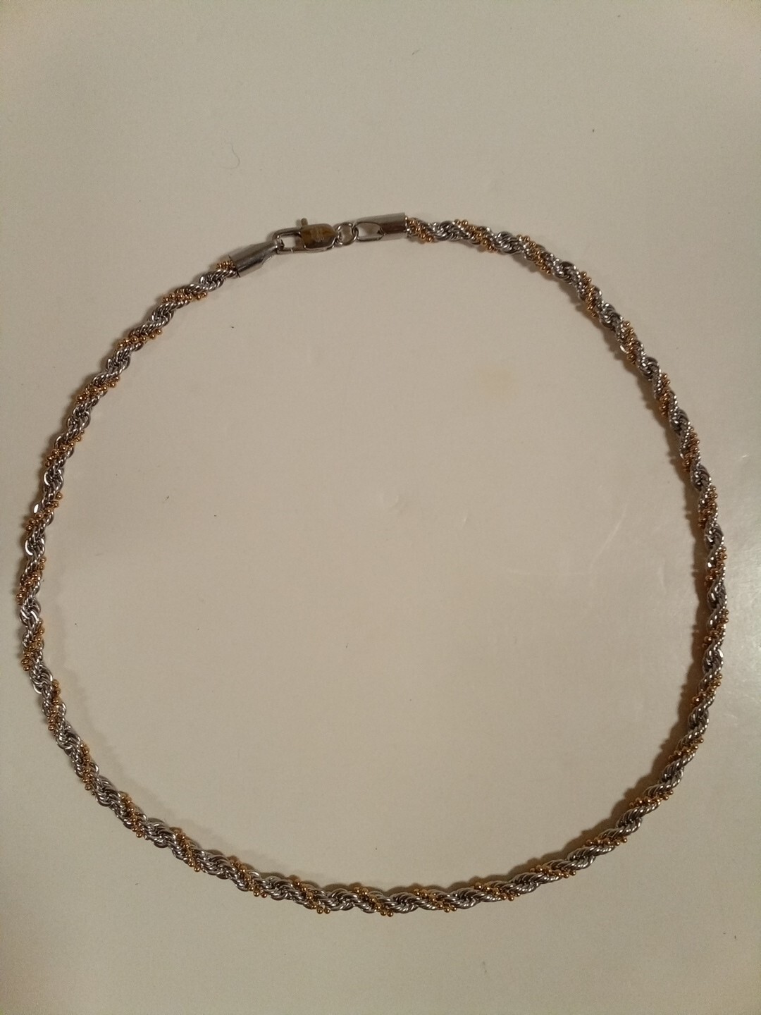 Gold & Silver Tone Twist Rope Link Chain S. Steel Necklace – E79